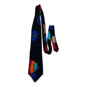 Vtg Robert Daskal for Seeley’s Hand Painted Silk Tie – Abstract Geometric Design